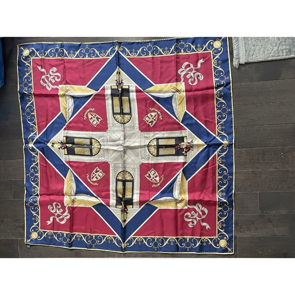 Scarf Silk HandMade Italy 34" X 34" Preppy Designer Lux Travel Equestrian